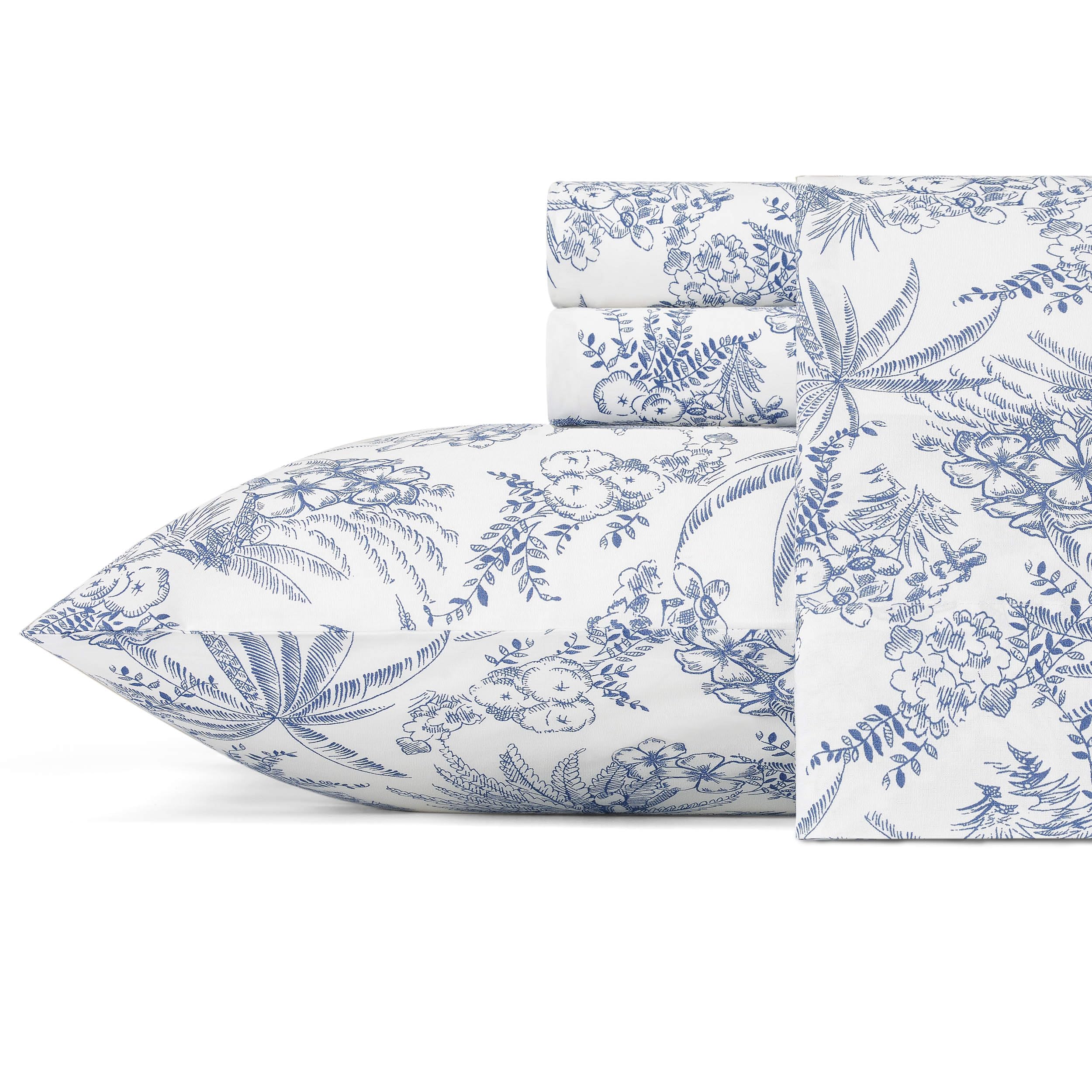 Tommy Bahama king sheet set front view showing full contents and neat packaging benefit: easy selection