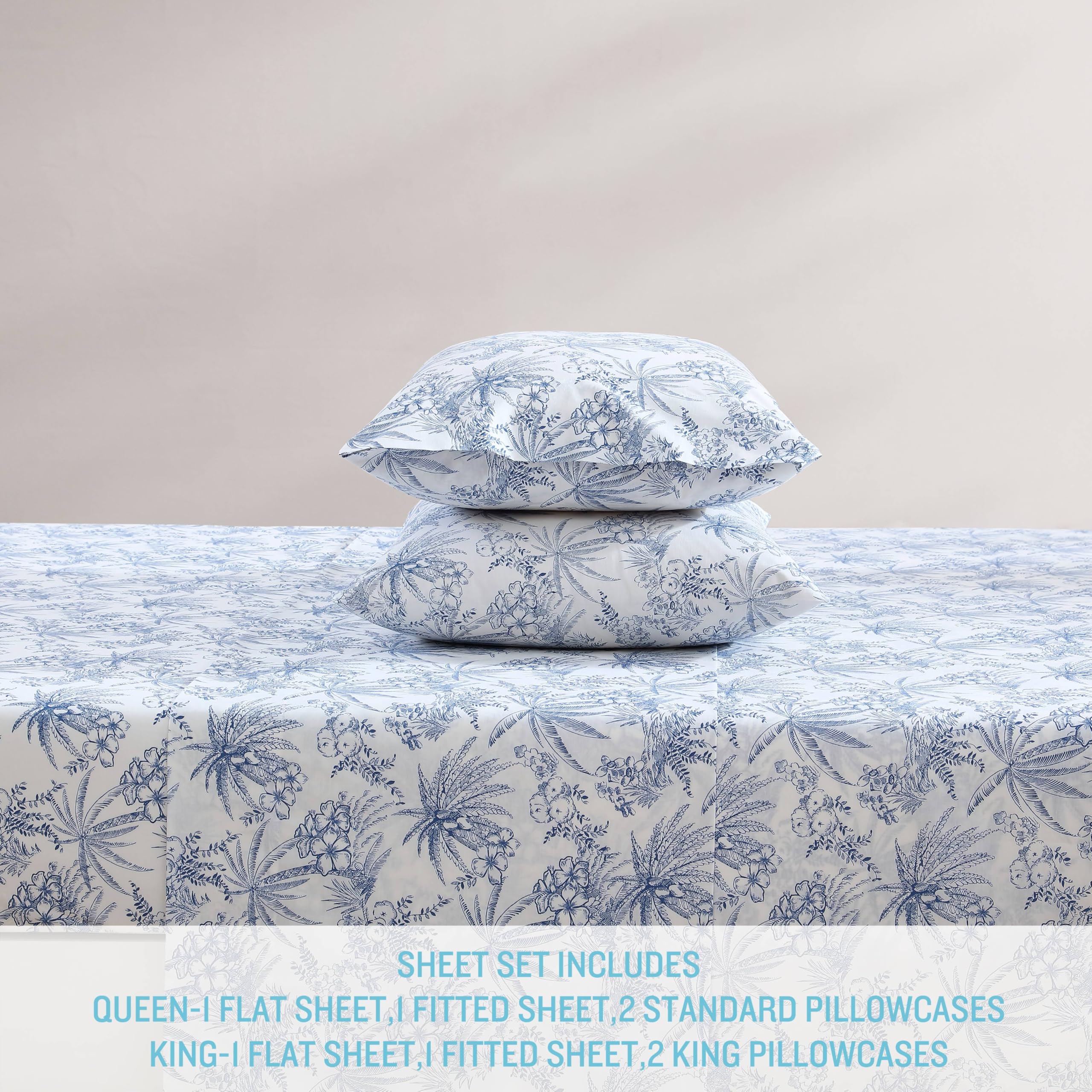 Tommy Bahama king pillowcase open end showing roomy fit benefit: comfortable pillow coverage