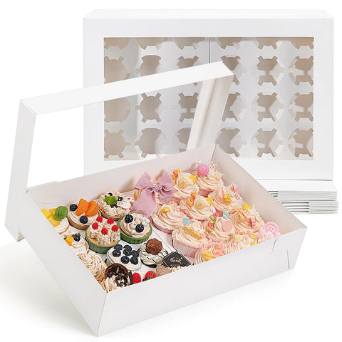 TOMNK front view of packed cupcake box showing neat presentation and protection