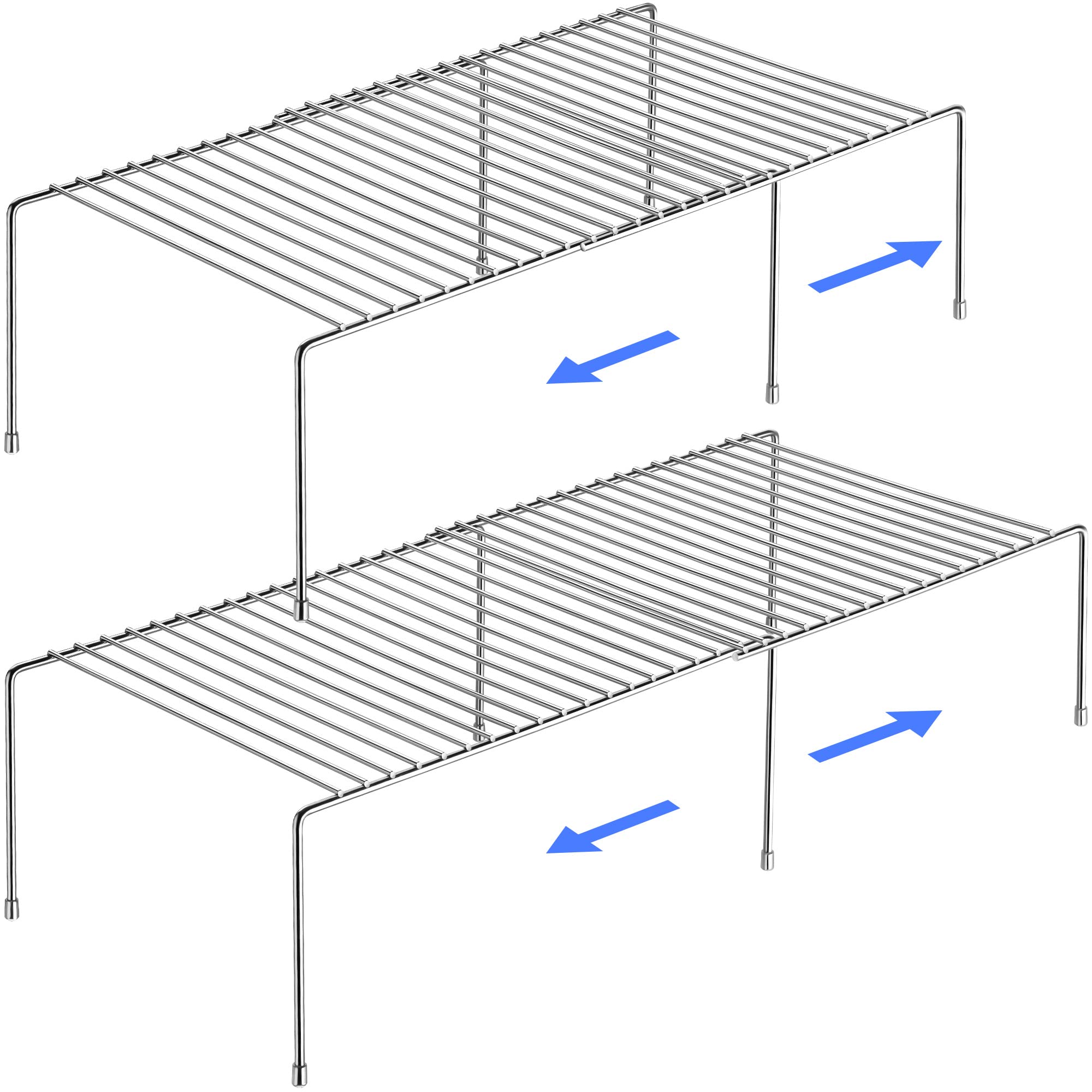 Tomorotec front view of expandable shelf showing compact storage benefit