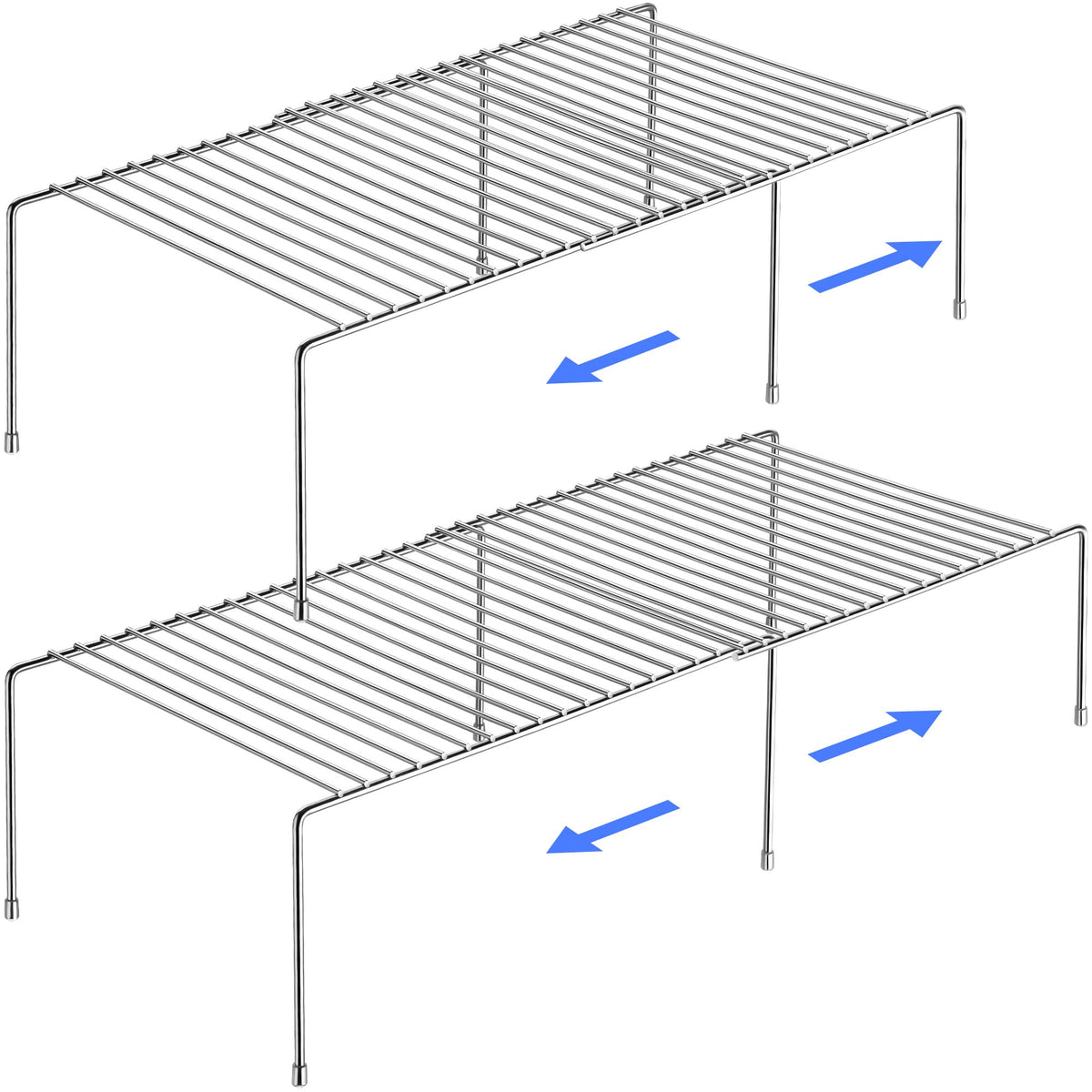 Tomorotec front view of expandable shelf showing compact storage benefit
