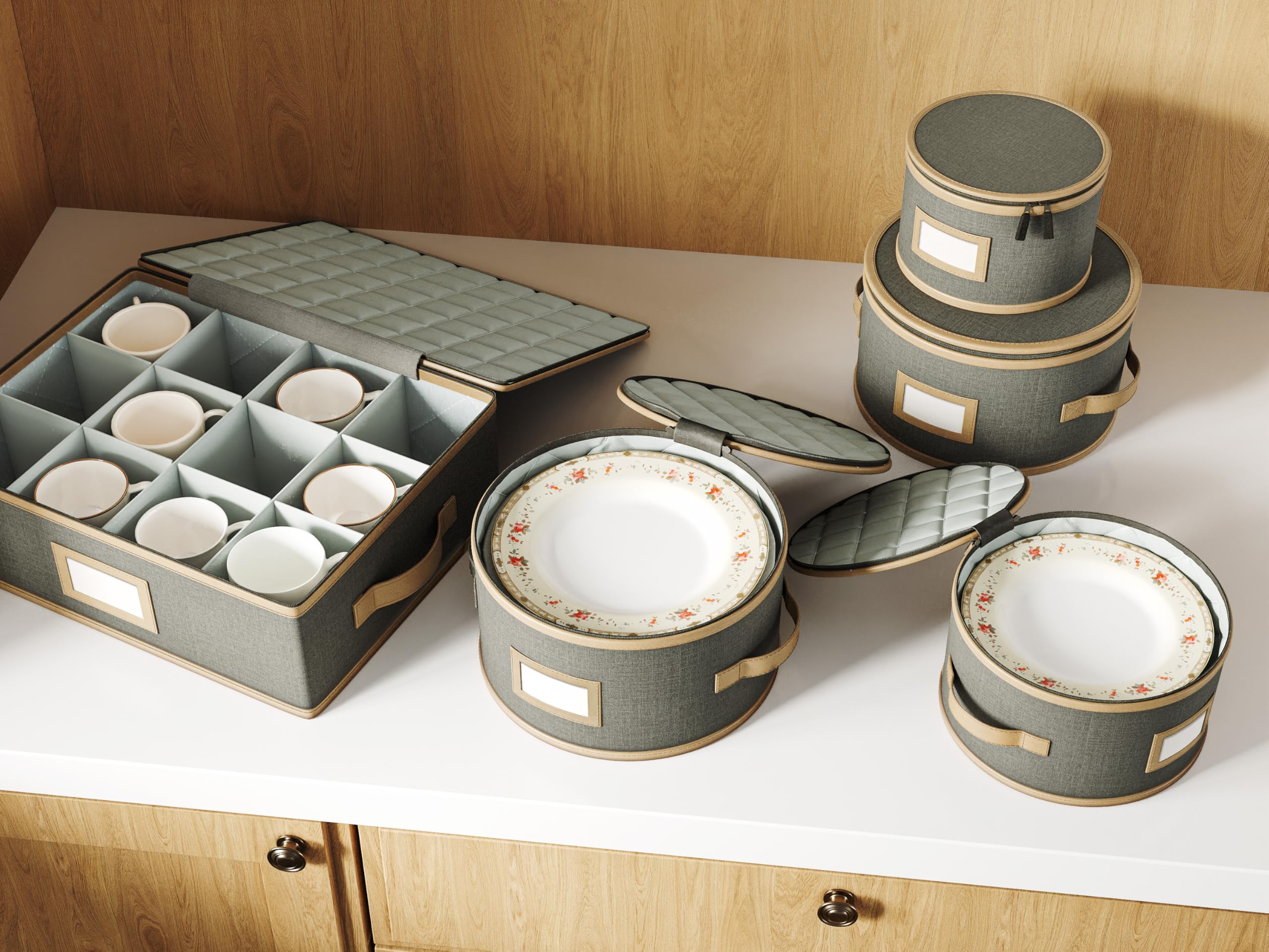 TomVista lifestyle shelf scene showing organized, accessible china