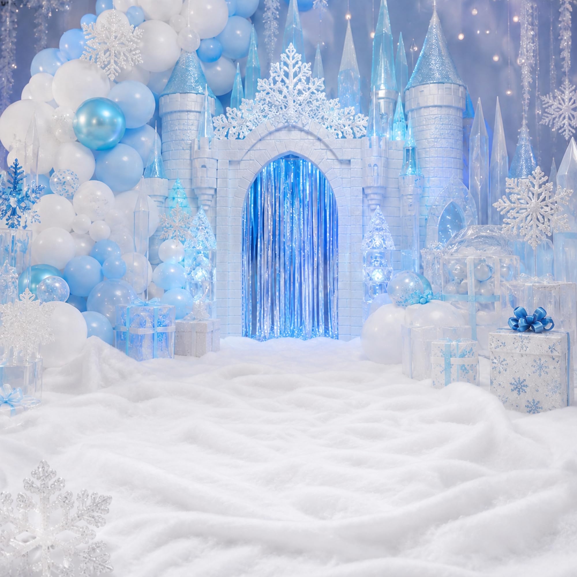 Tondiamo snow blanket under Christmas tree stabilizing ornaments and hiding stand