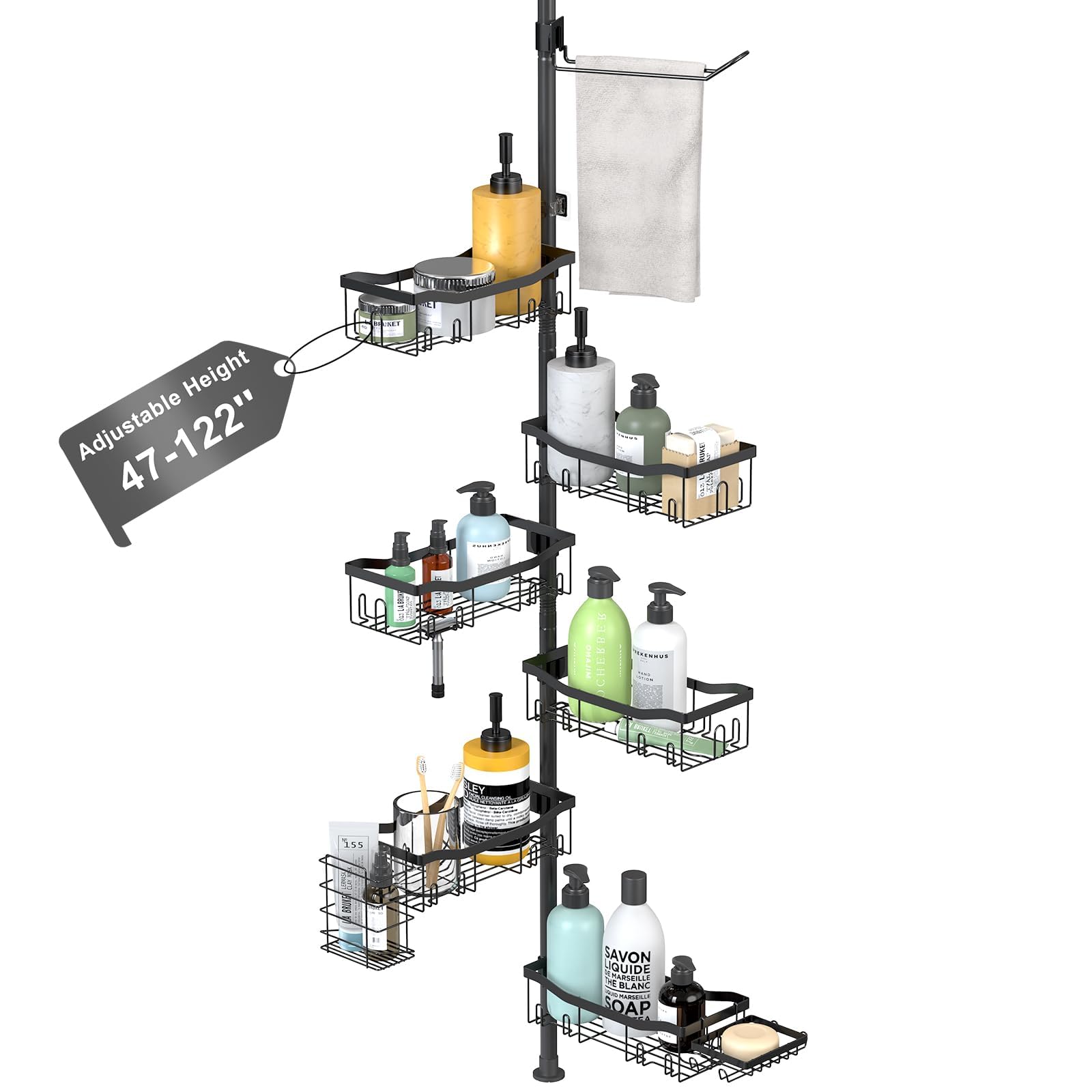 Tondid front view of assembled caddy showing organized shelves benefit space-saving