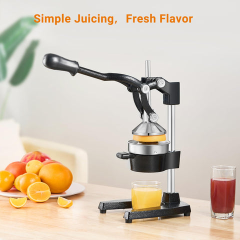 TONGCHANT juicer with stainless 15fl oz cup and funnel ready to collect fresh juice quickly