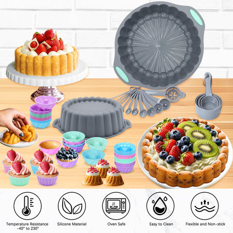 Tongjude cake pan in use with baked cake demonstrating clean release benefit