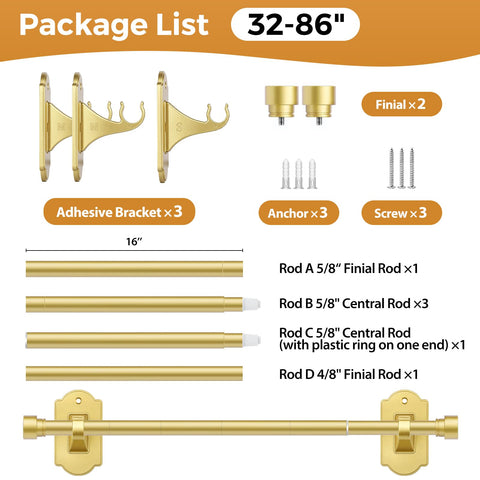 TONIAL contents and installation tools displaying adhesive and screws