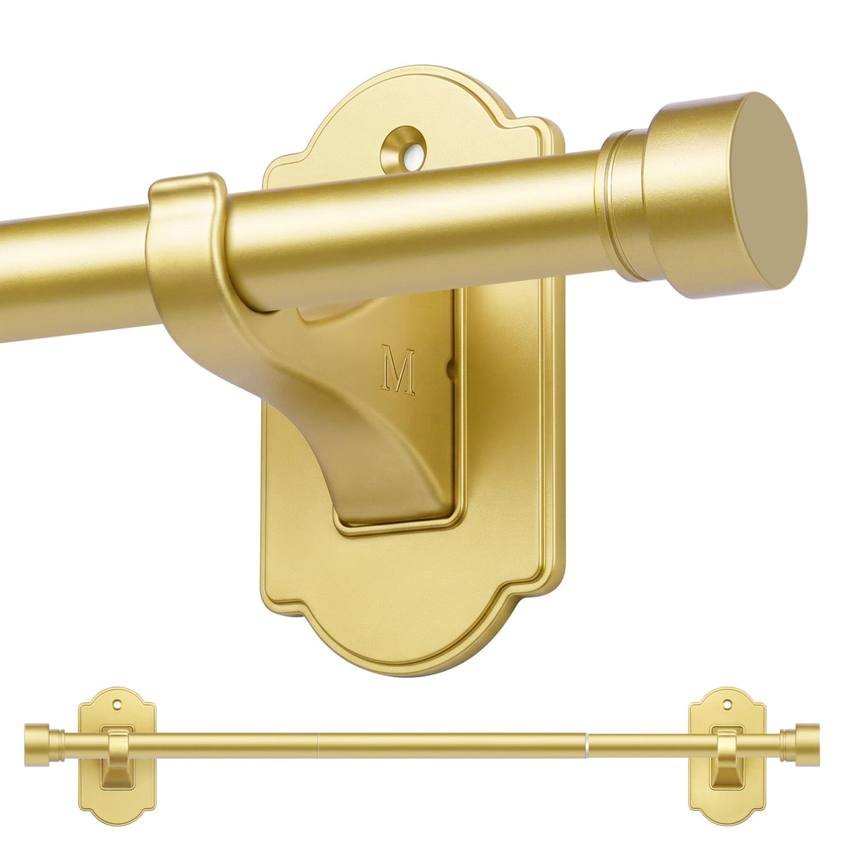 TONIAL gold front packaging showing rod and brackets for quick setup