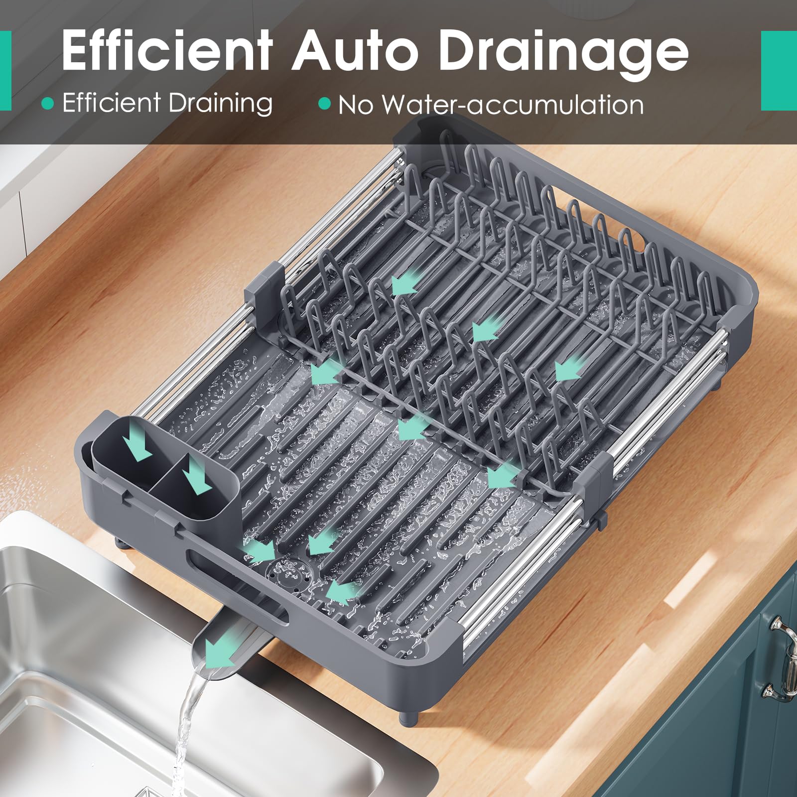 TOOLF drain spout directing water away to keep counters dry
