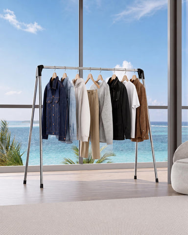 TOOLF on balcony showing portable outdoor drying use