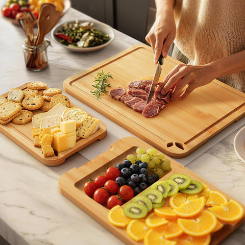 Toolola board used as charcuterie serving platter, attractive presentation benefit