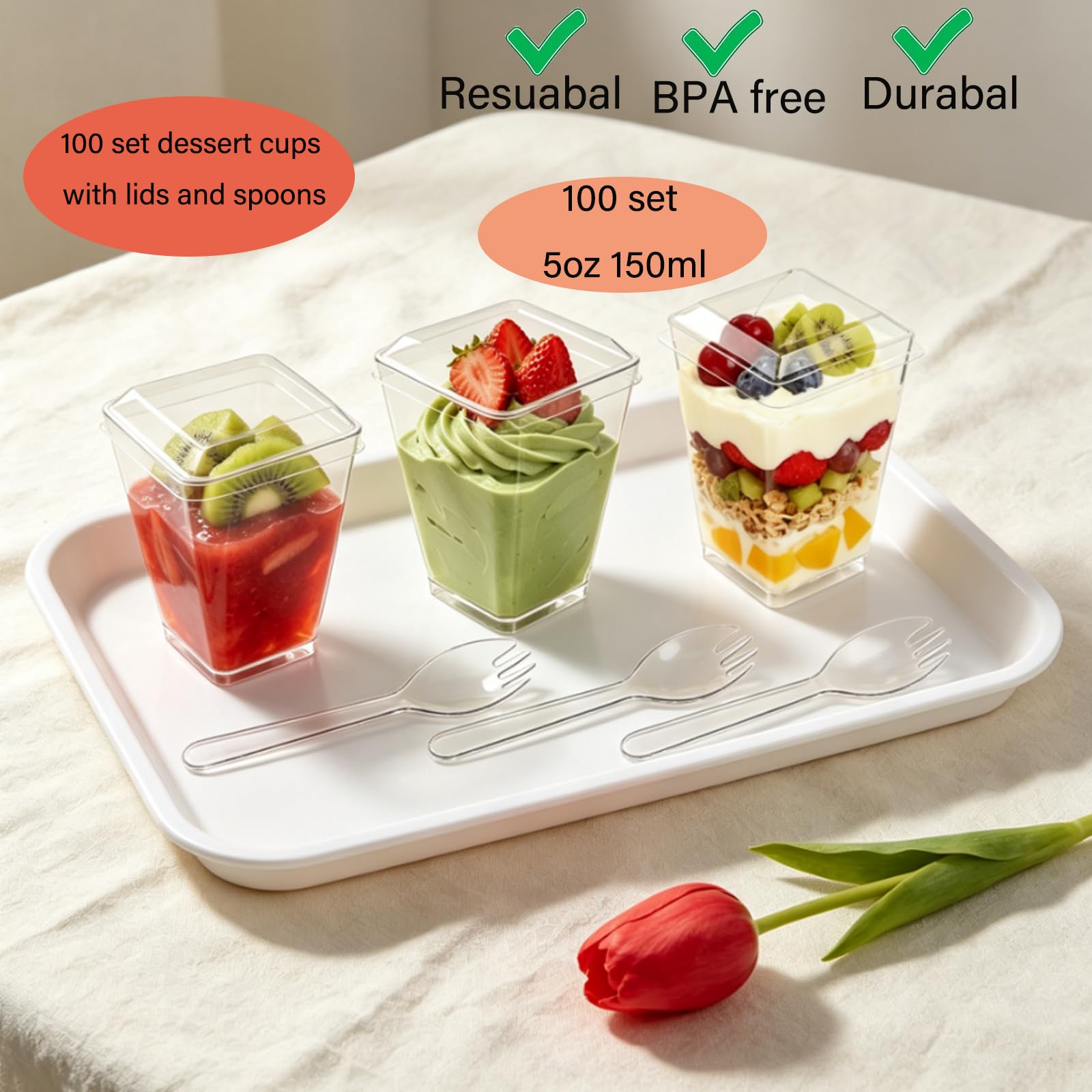 Toowood filled parfait on table showing visual appeal and serving convenience