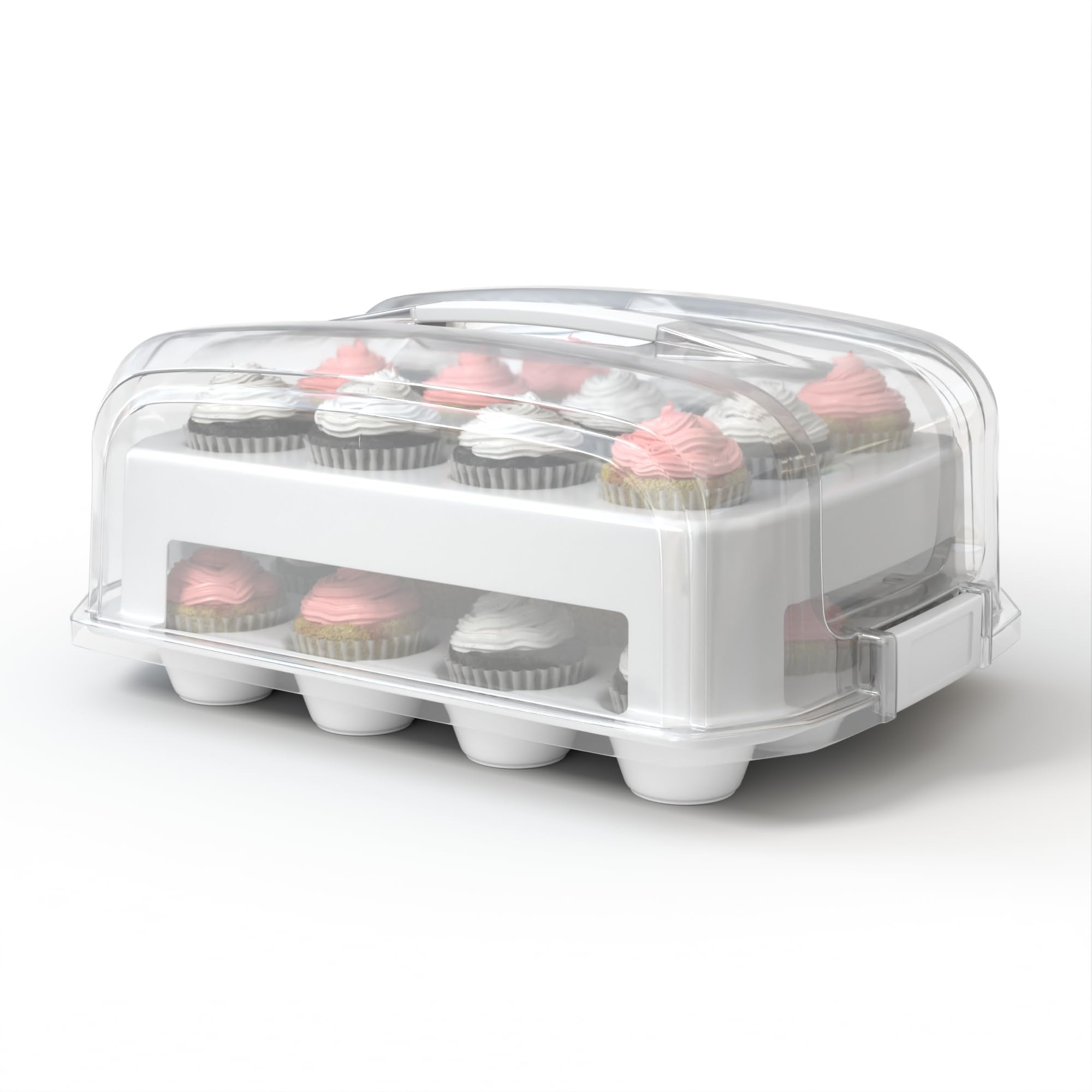 Top Shelf Elements front view of carrier shows sturdy design and clear lid advantage