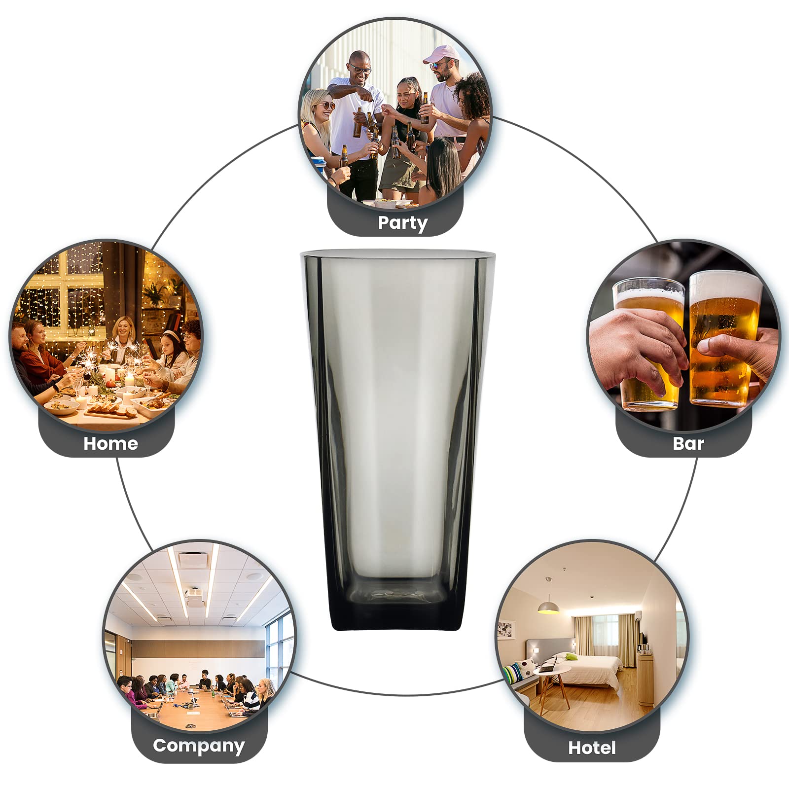 Top-spring tumblers stacked to show compact, space-saving storage benefit