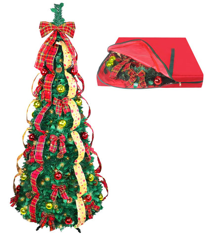 Top Treasures fully decorated tree front view showing festive readiness and instant charm