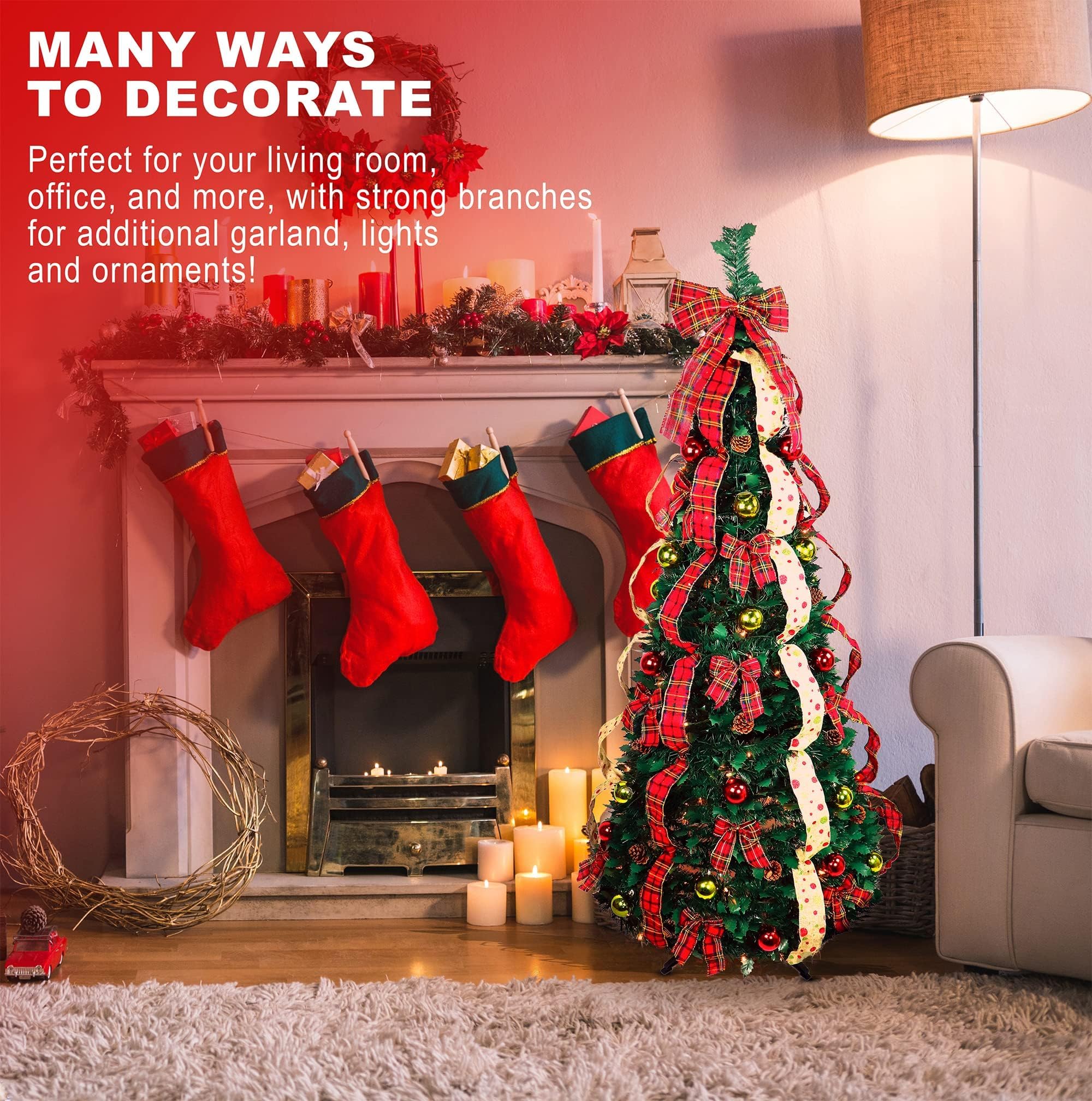 Top Treasures red and white ribbons with bow topper showing finished look and festive accent