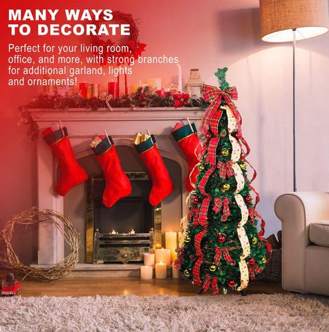 Top Treasures red and white ribbons with bow topper showing finished look and festive accent