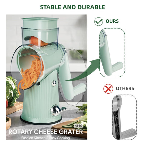 TOPAA rotary grater packed compactly for storage, space-saving kitchen organization benefit