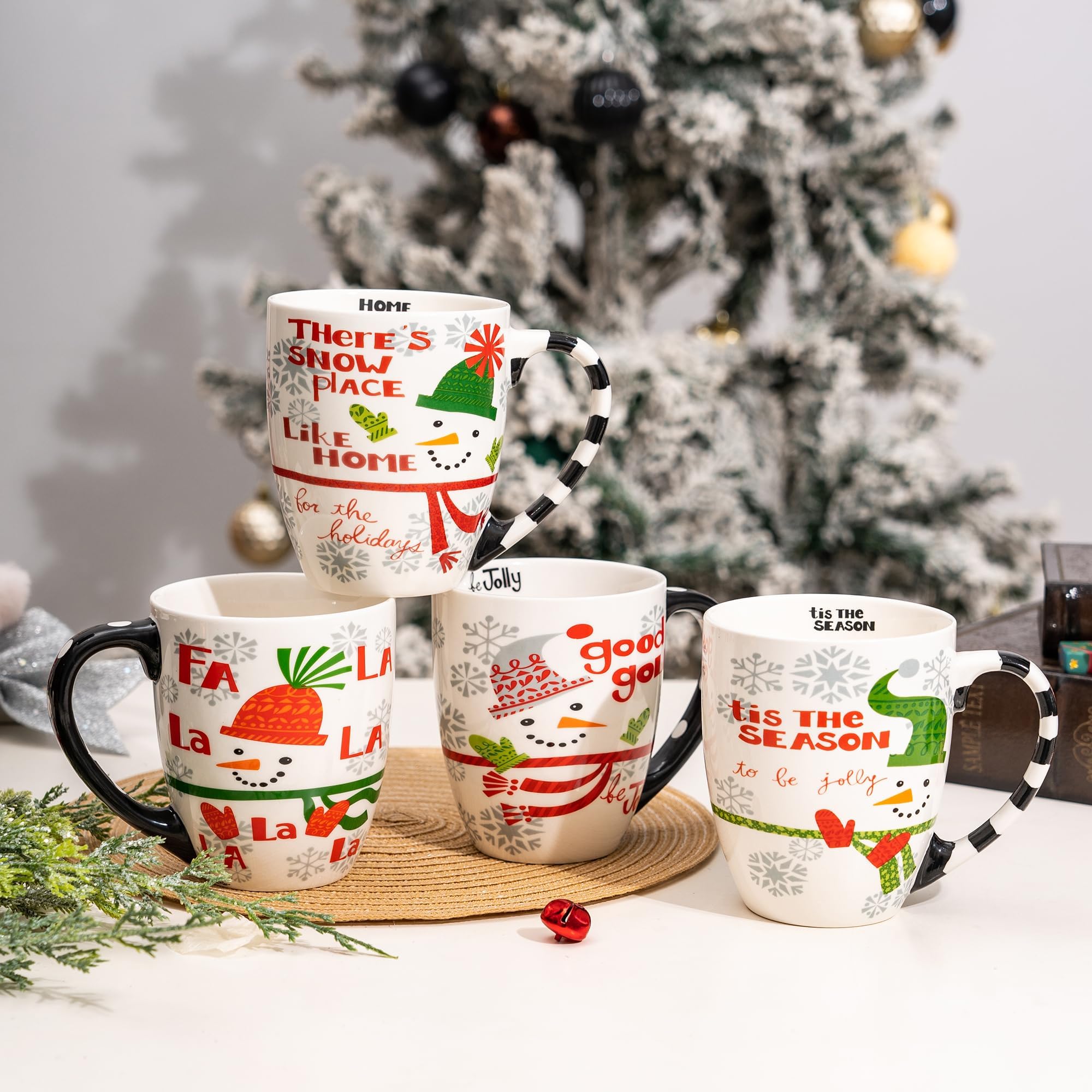 Topadorn Christmas hat mug side view showing sturdy handle and comfortable grip benefit