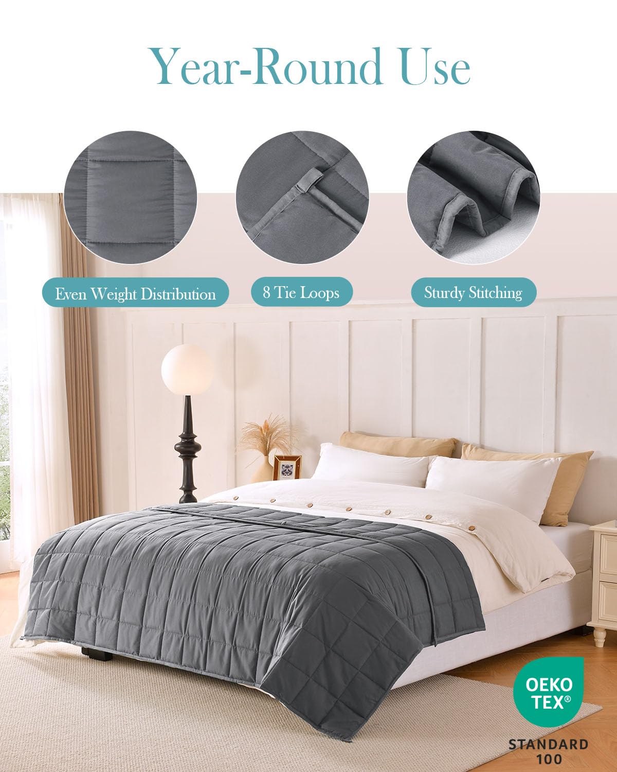 Topblan folded beside a ruler showing size and easy storage convenience