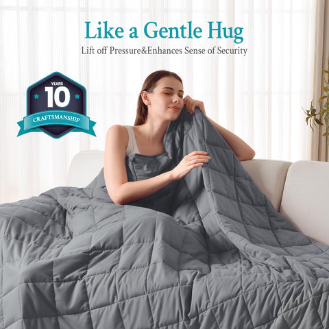 Topblan on queen bed in bedroom setting demonstrating full-size coverage