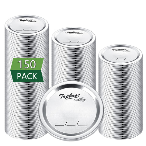 Topbooc front view of 150 regular-mouth lids showing pack benefit