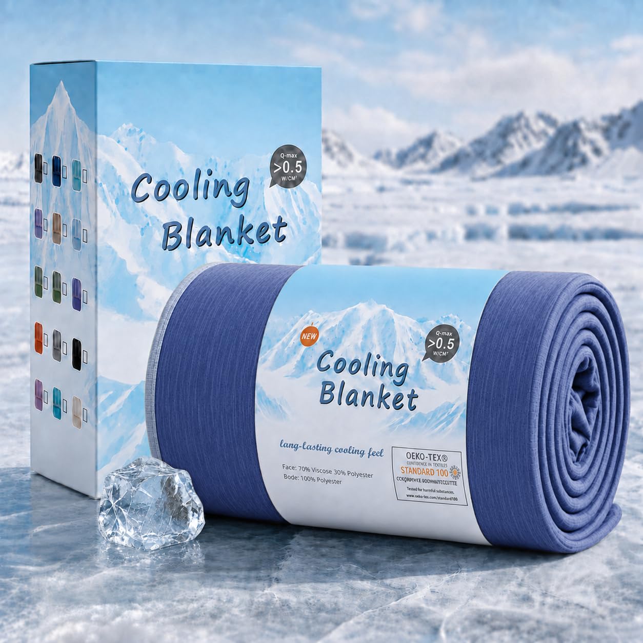 Topcee cooling blanket front view showing full queen coverage and breathable benefit
