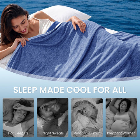 Topcee blanket on queen bed demonstrating lightweight drape for cool sleep