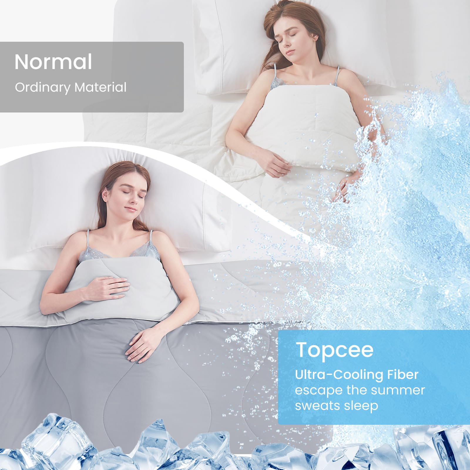 Topcee in-bed lifestyle at night demonstrating cooling comfort for hot sleepers