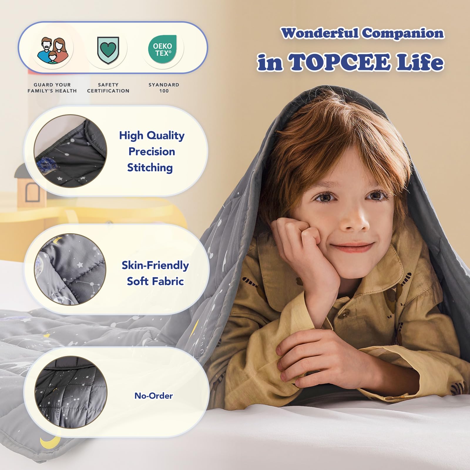 Topcee blanket beside ruler for scale showing compact 36x48 inch size
