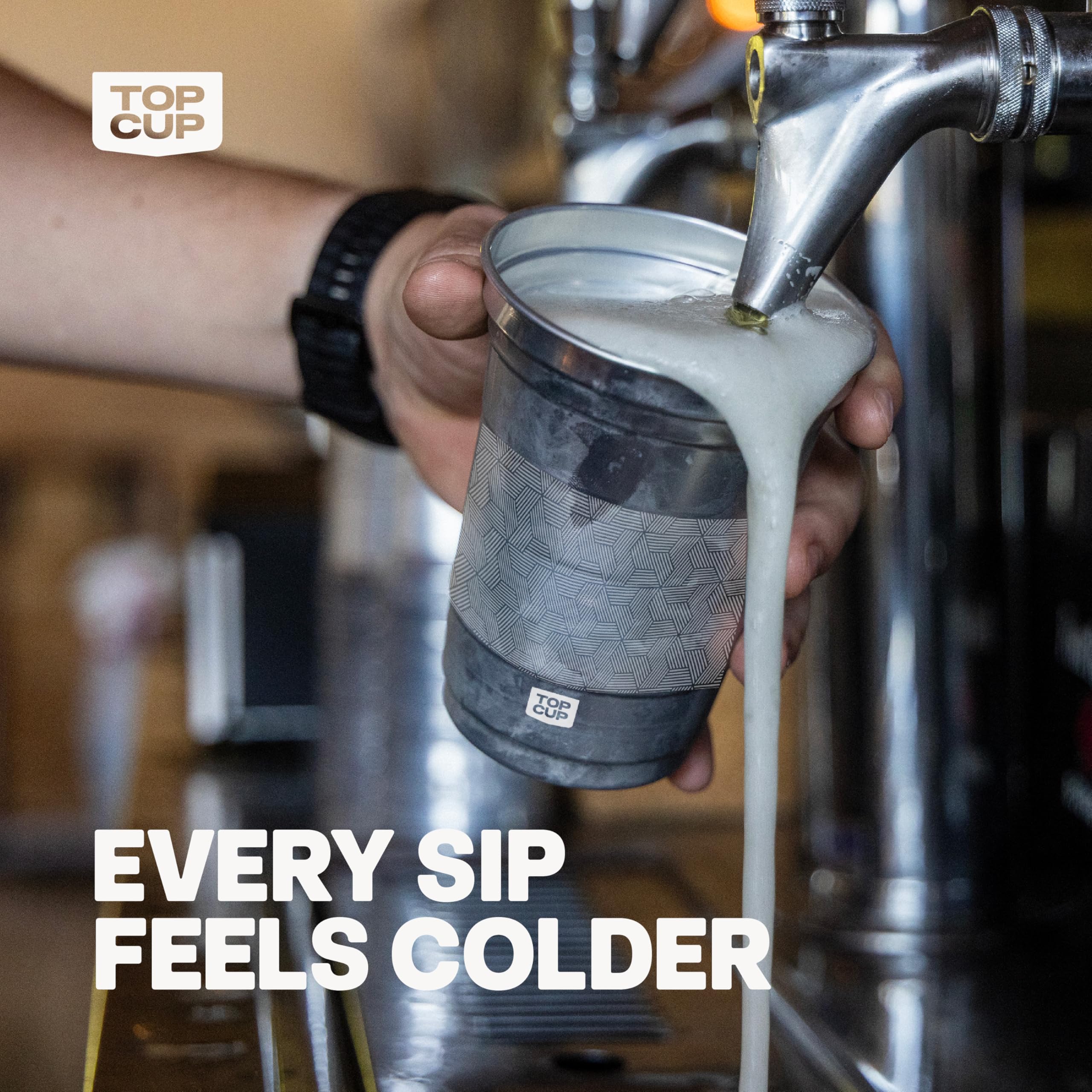 Top Cup filled with ice and drink showing rapid chilling advantage