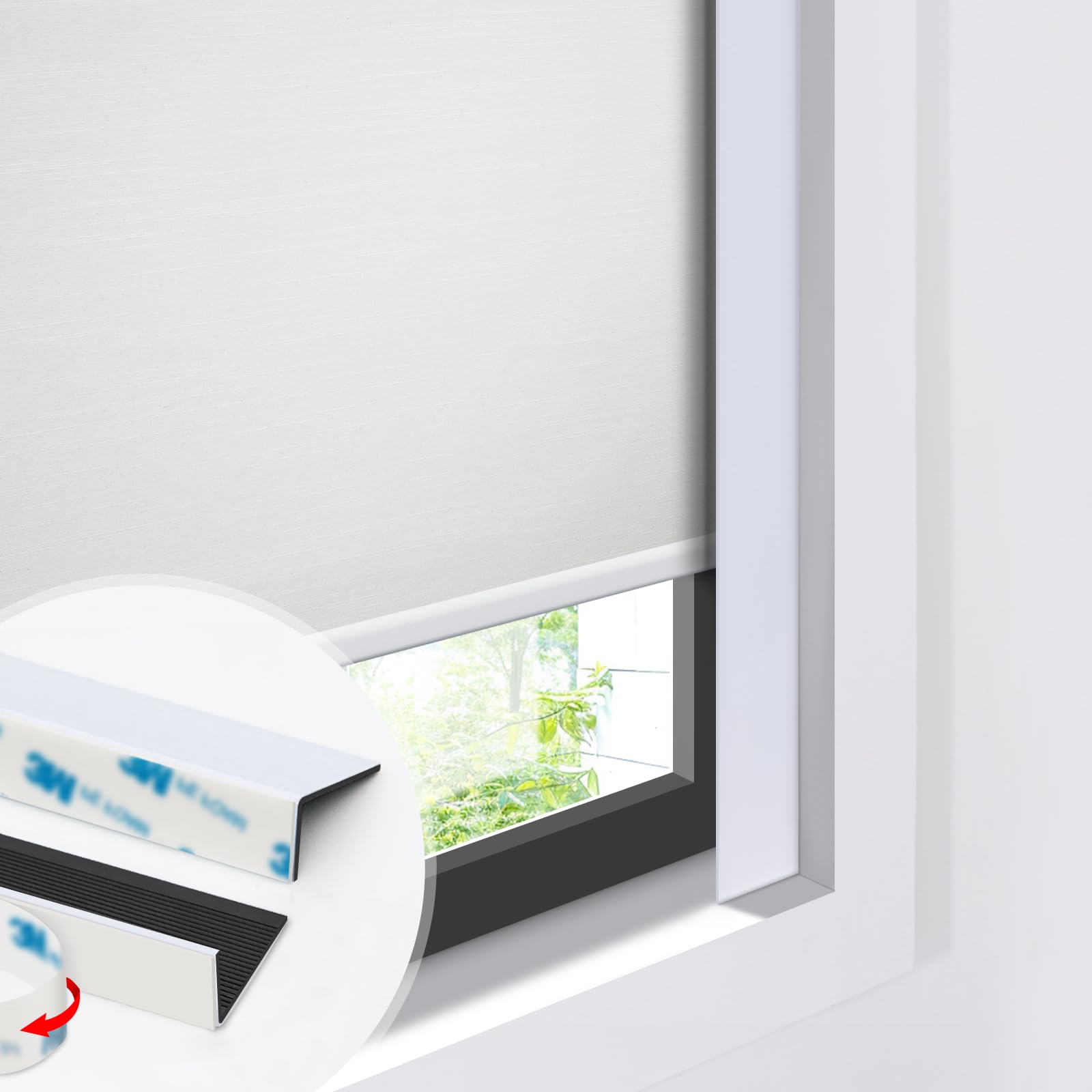 Toperblinds front packaging showing white light blocking strips and contents benefit: clear product overview