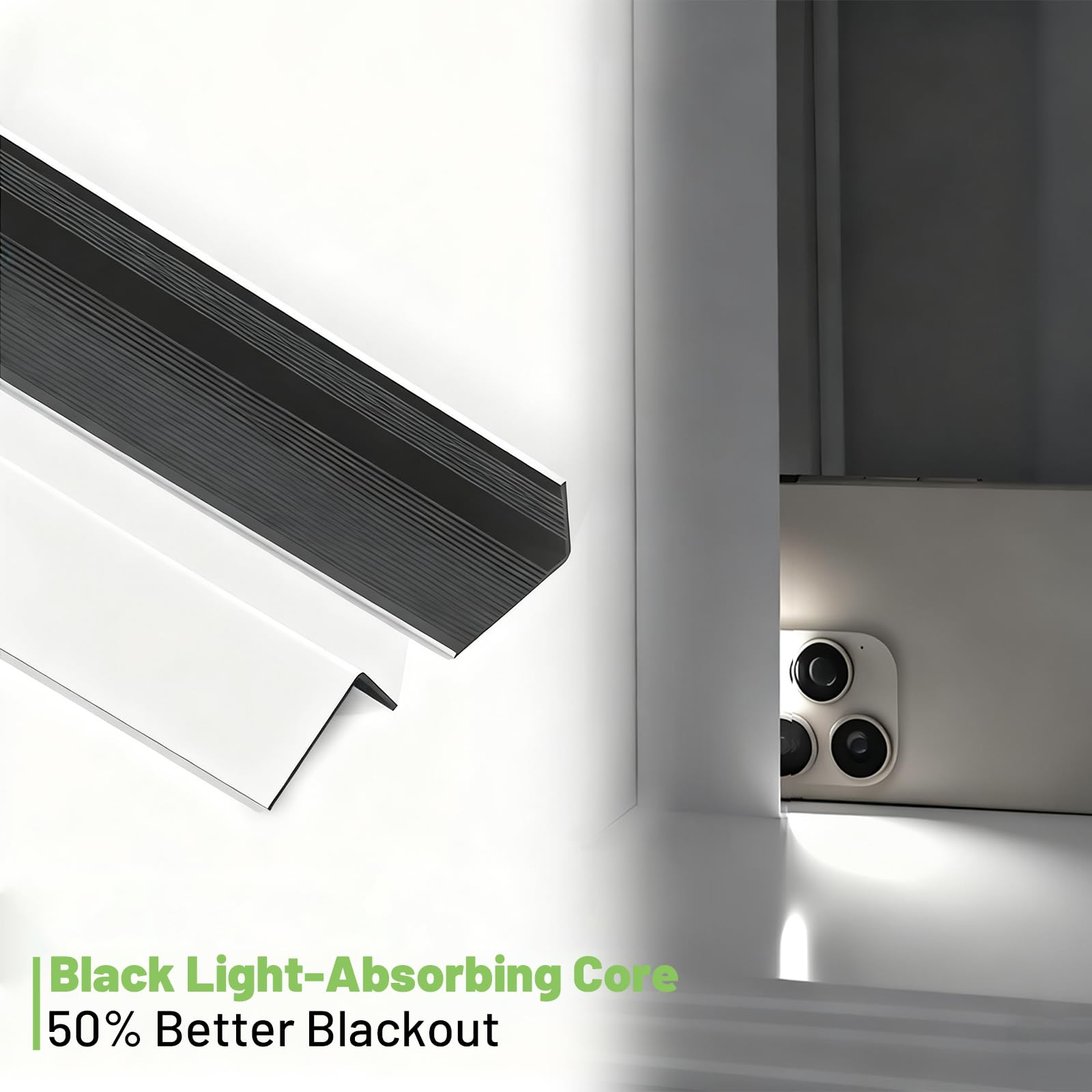 Toperblinds installed along blind edge reducing side light for improved darkness benefit
