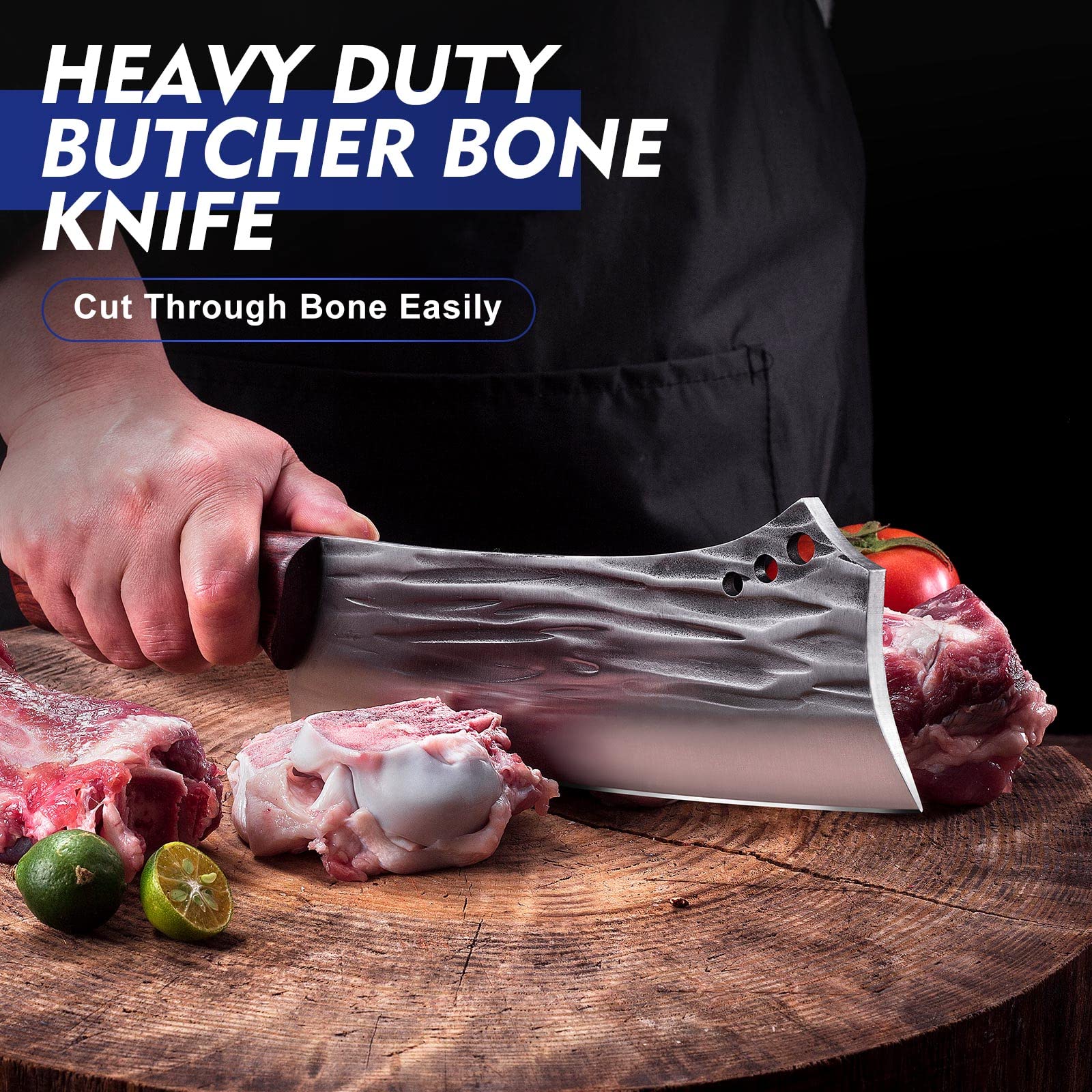 Topfeel 8.5-inch bone chopper side profile illustrating weight for bone cutting