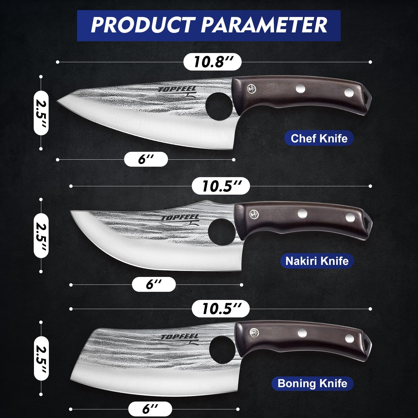 Topfeel gift box presentation with knives arranged, ideal for gifting and storage