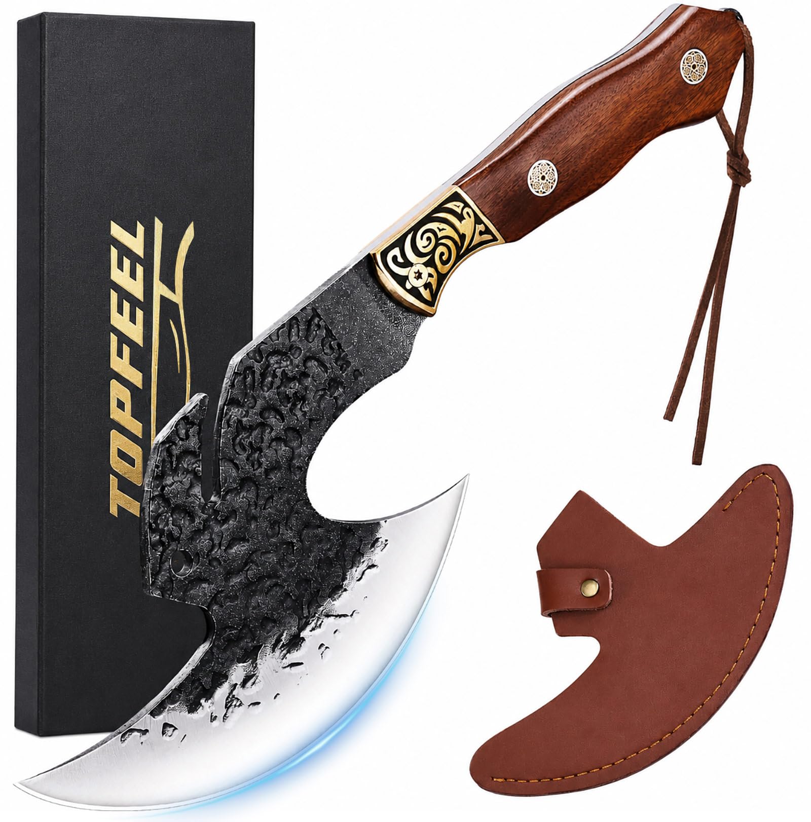 Topfeel front view of cleaver showing full blade and handle, highlighting cutting precision