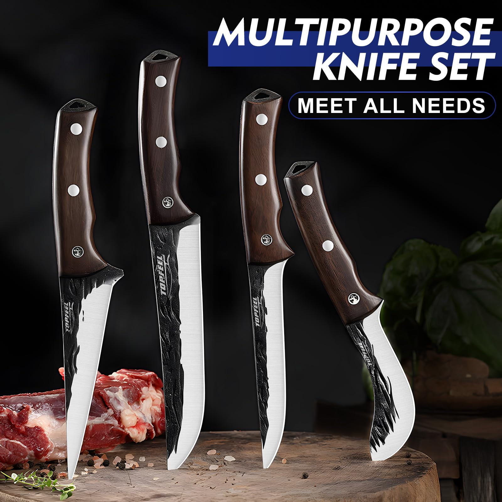 Topfeel red sandalwood handle detail demonstrating ergonomic grip and balance