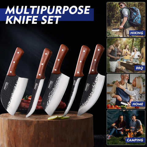 Topfeel butcher knife in use cutting through bone demonstrating control and chopping power