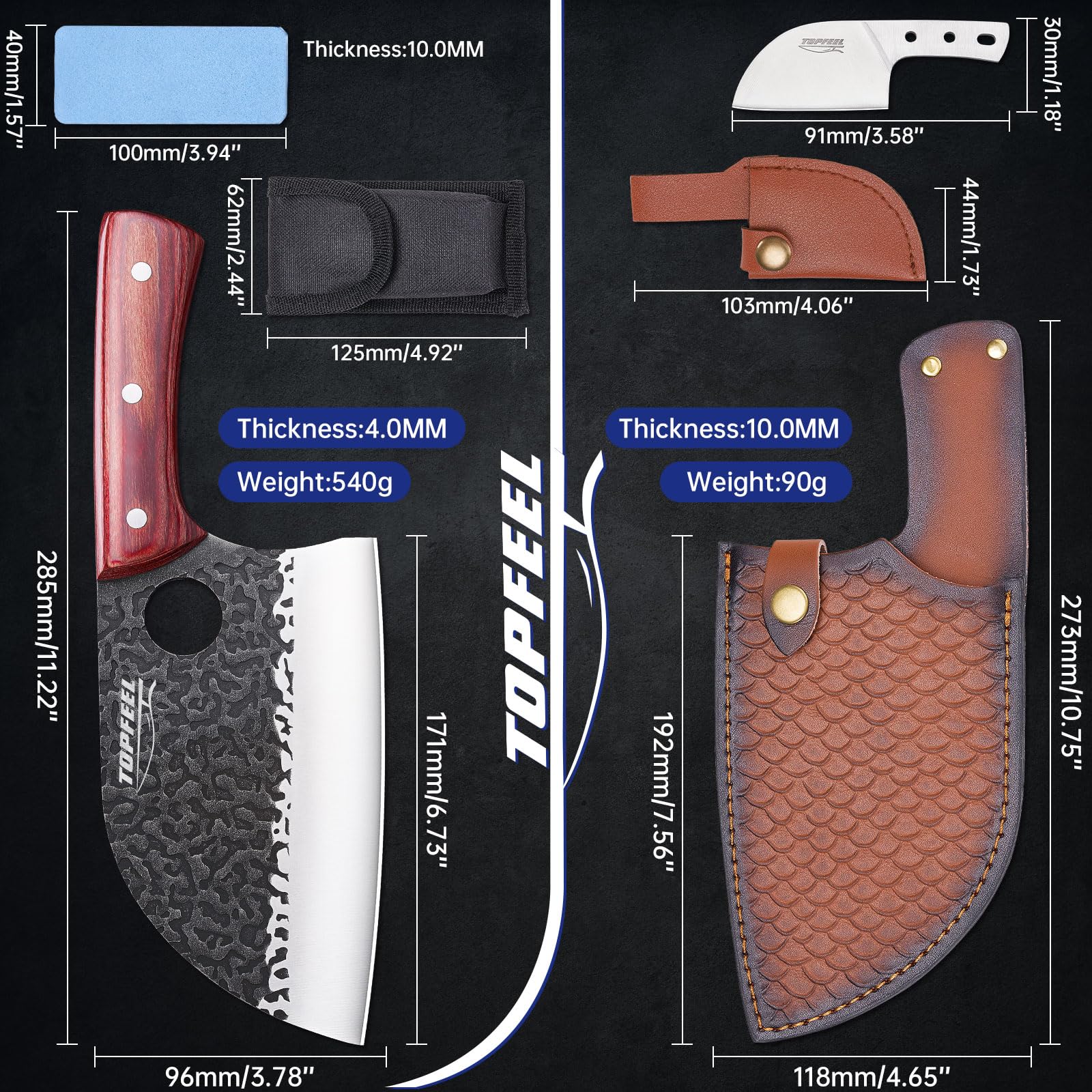 Topfeel mini whetstone in bag for on-the-go edge maintenance and sharpening