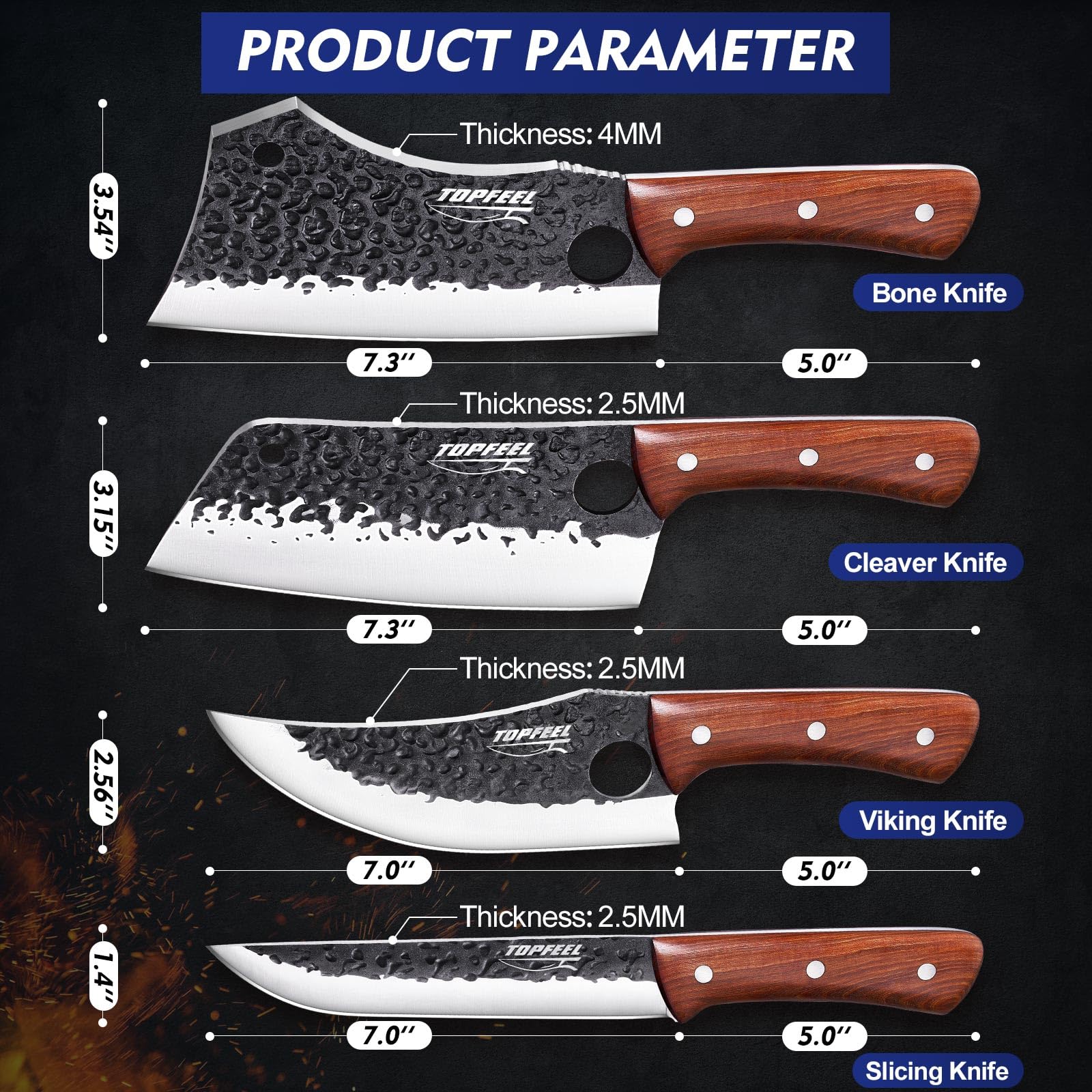 Topfeel black gift box packaging that protects blades and makes a ready gift