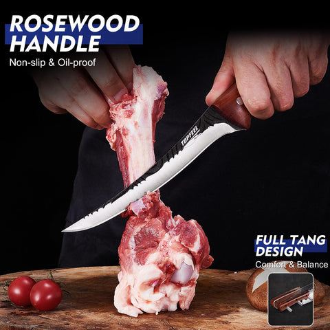 Topfeel size comparison lineup showing five different blades for versatile kitchen tasks