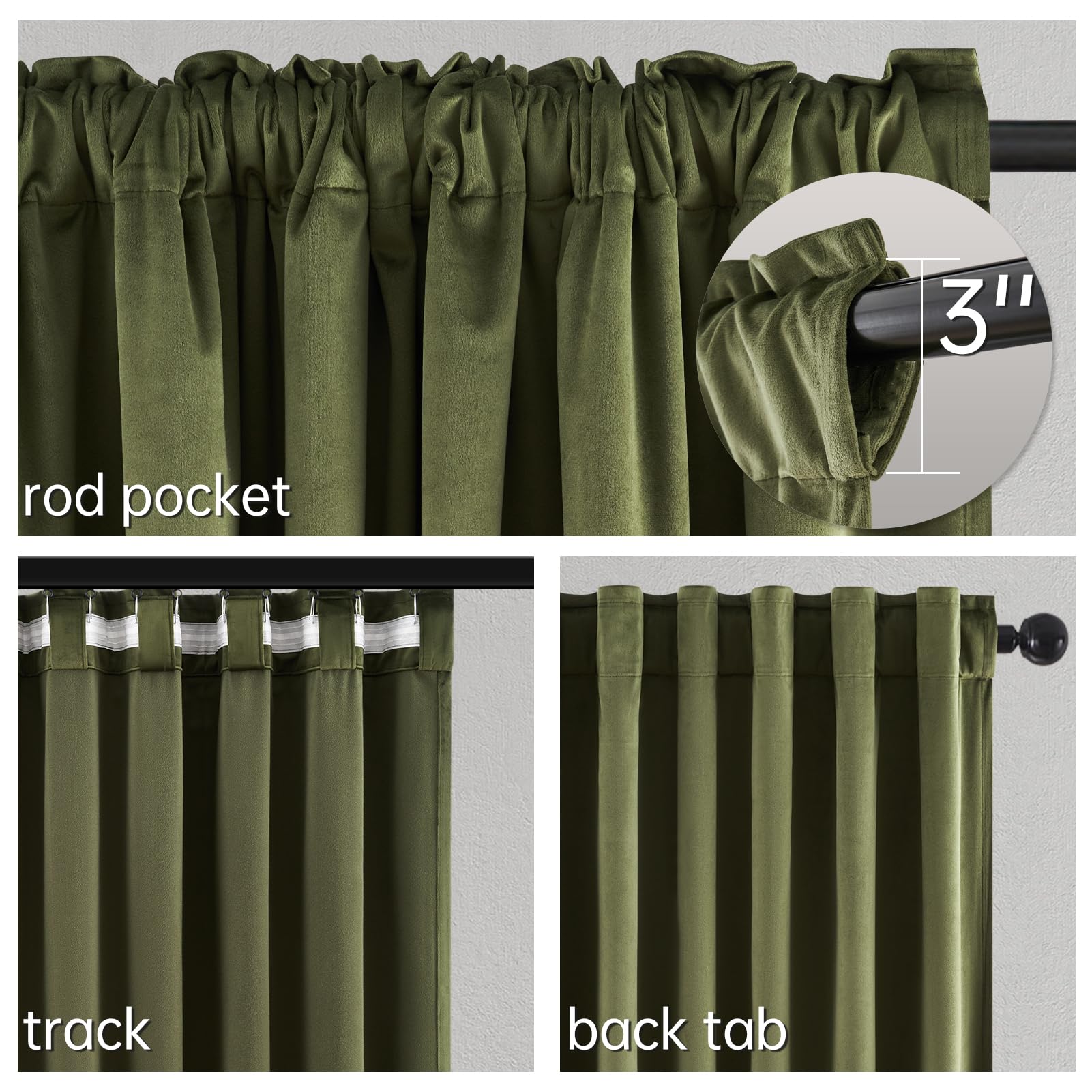 Topfinel hanging-detail showing back tab and rod pocket for easy install