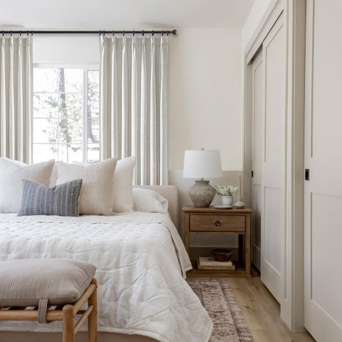 Topfinel side-by-side day and night window showing blackout effectiveness and privacy benefit