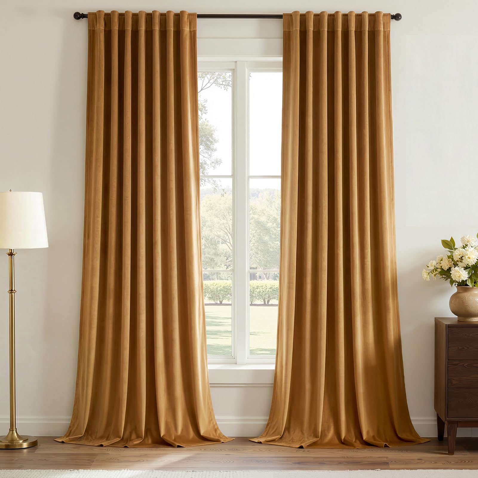 Topfinel front panels showcasing rich gold brown color and elegant drape for instant style