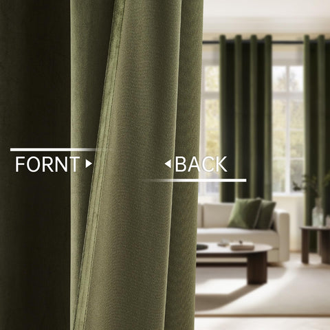 Topfinel living room view showing dark green panels improving ambiance