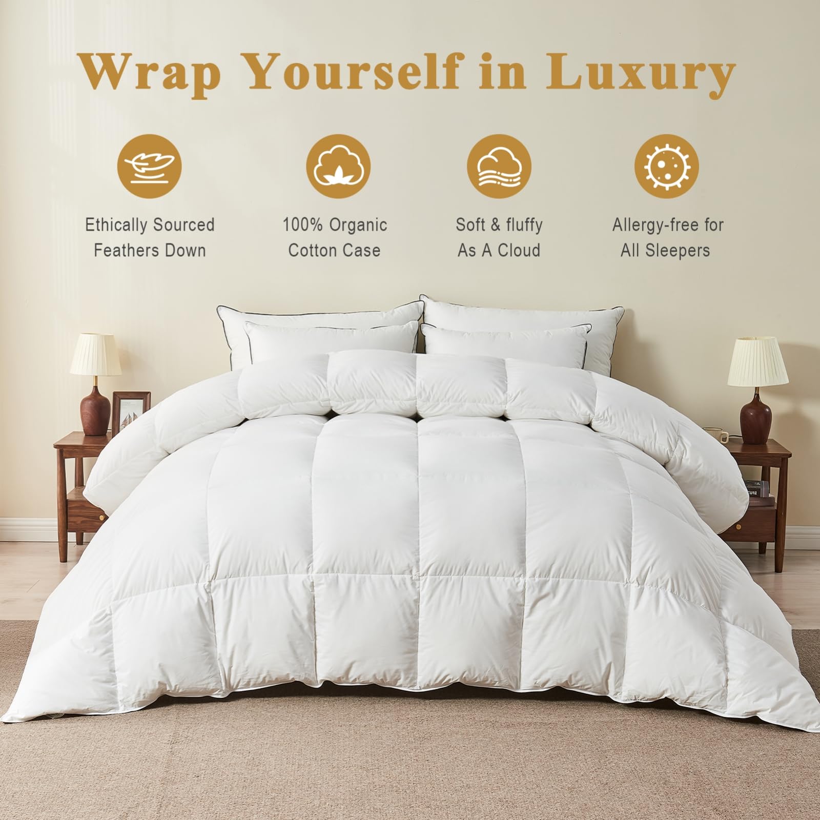 TOPGREEN comforter vacuum-packed for compact shipping and easy storage