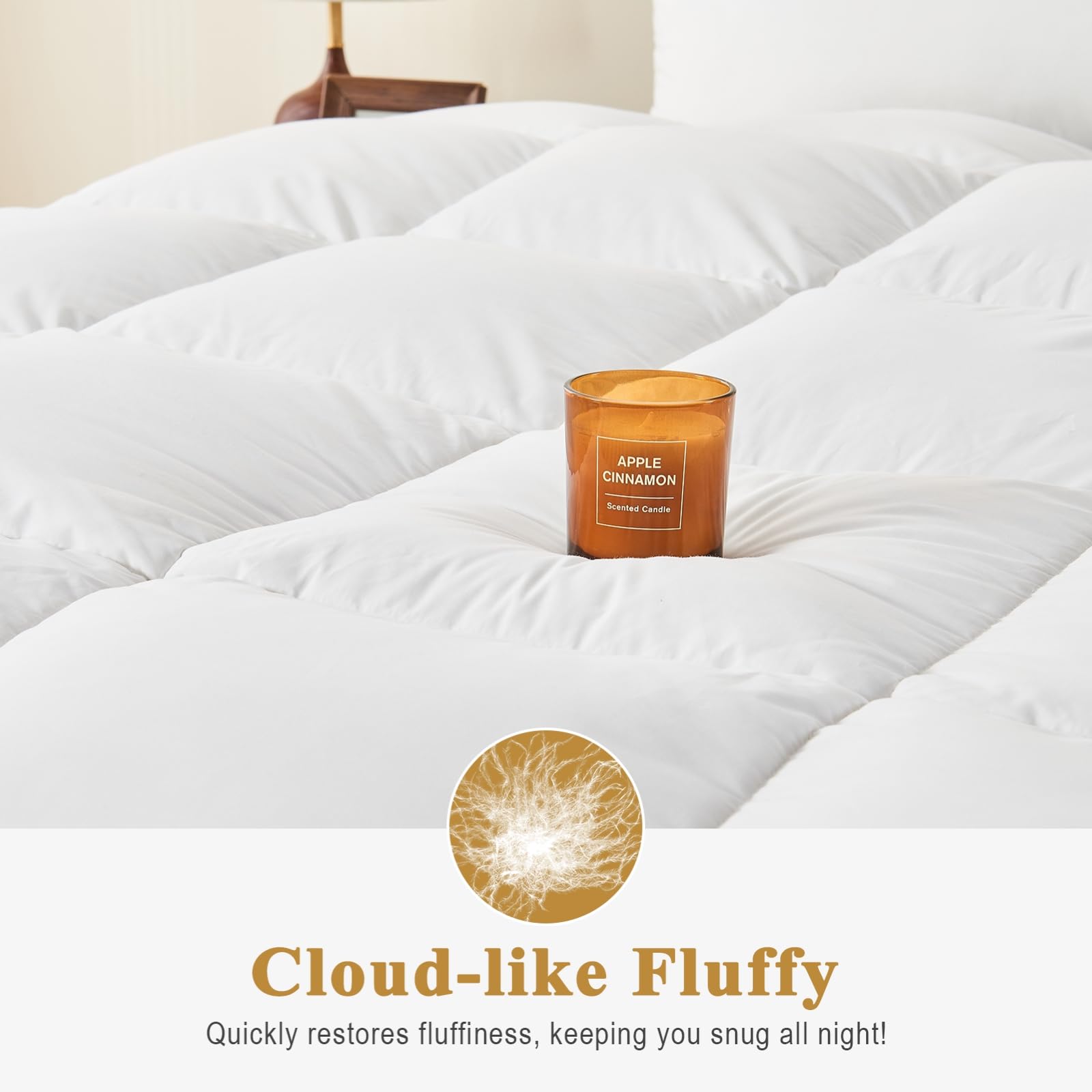 TOPGREEN comforter on queen bed illustrating full 90x90-inch coverage
