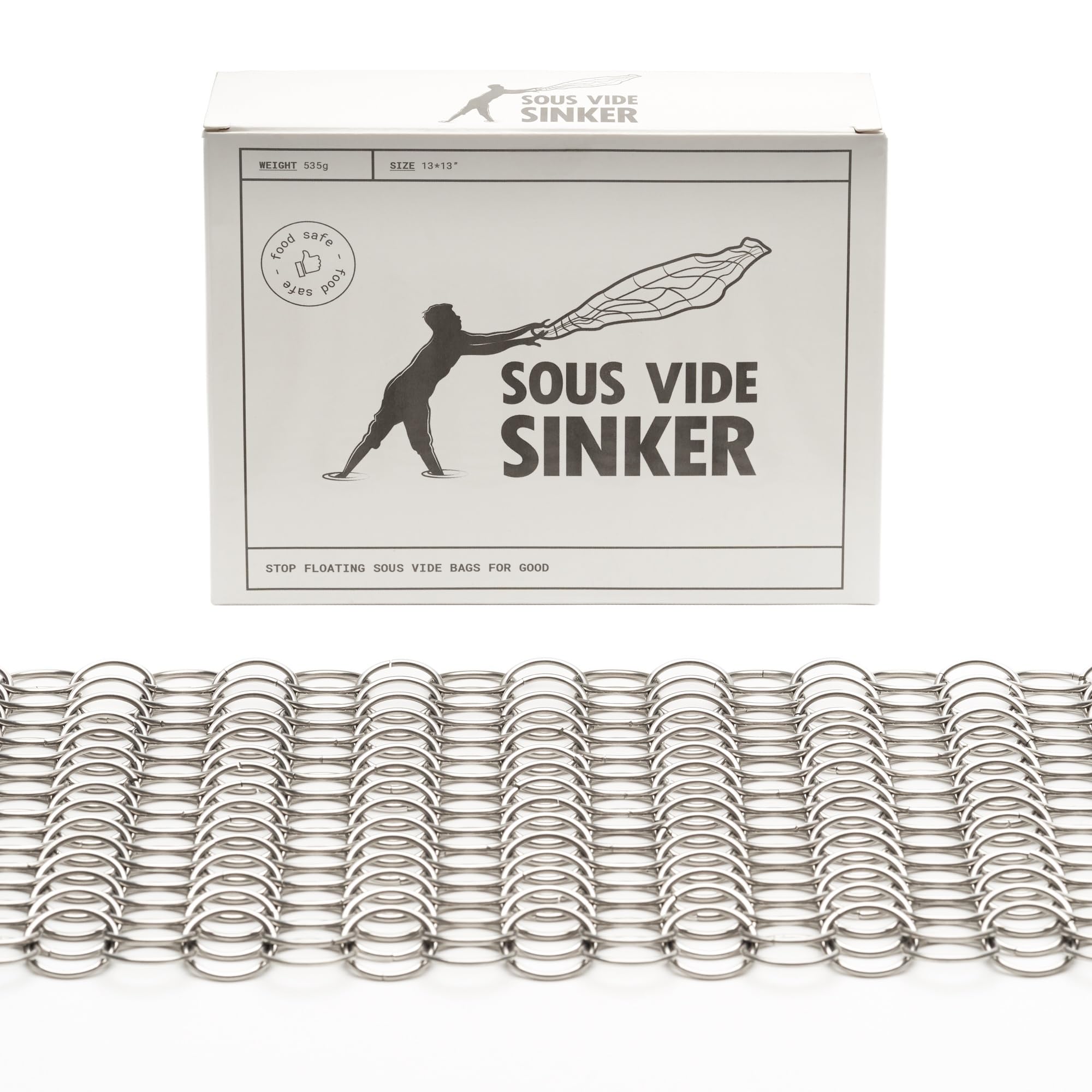 TopHat sinker beside vacuum-sealed bag illustrating compatibility benefit