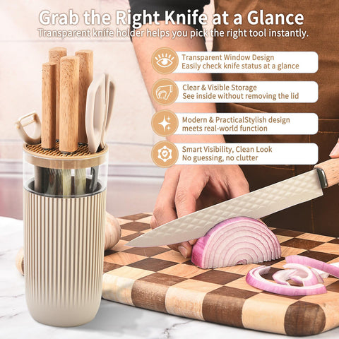 TOPLUCKY utility knife paired with ceramic peeler showing versatile kitchen prep