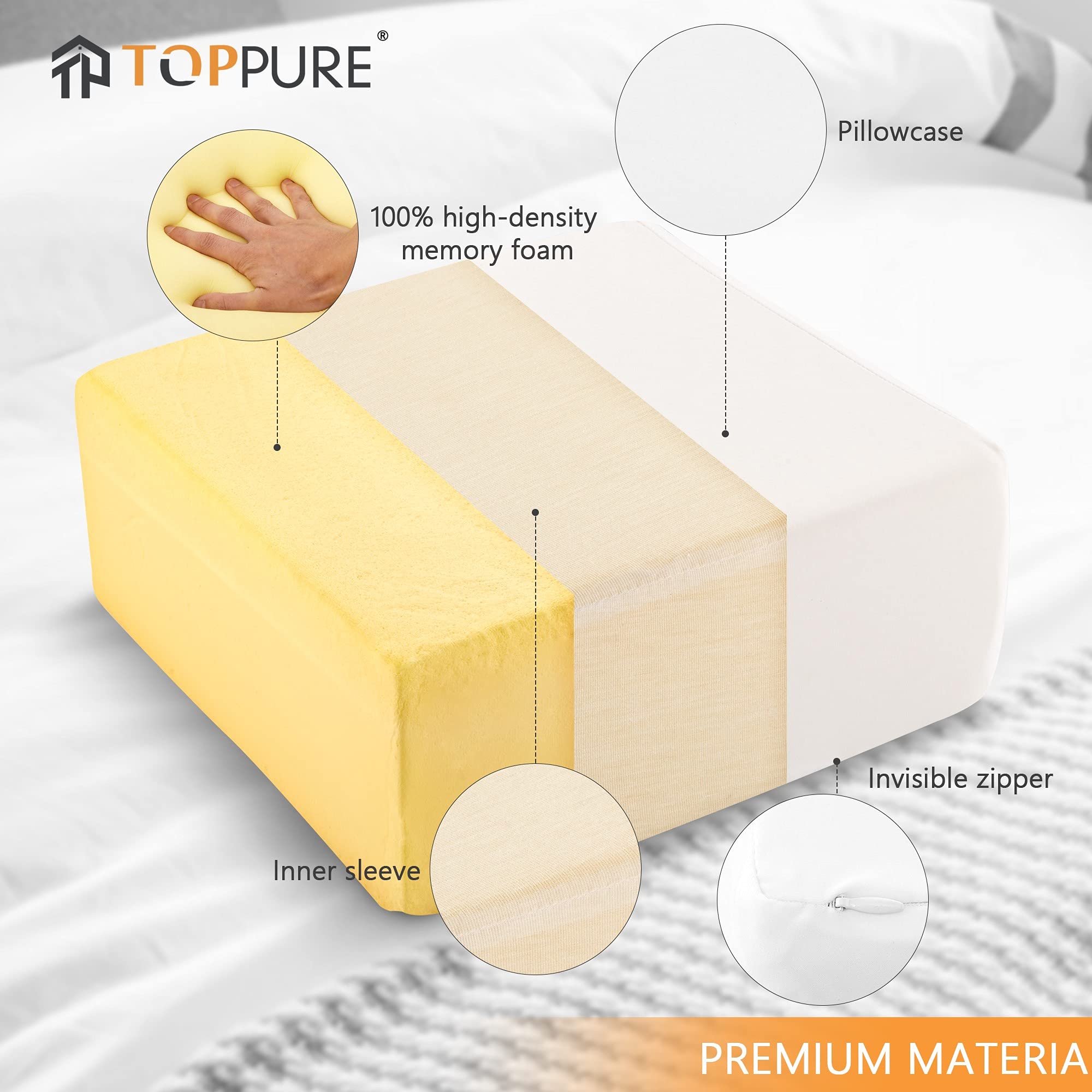 TOPPURE memory foam close-up texture showing consistent contouring benefit
